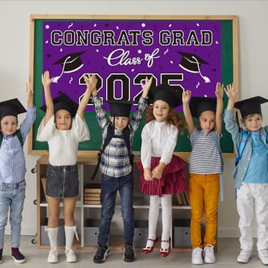 2025 Graduation Party Plastic Backdrop - 65" x 32.7" Congrats Grad Banner in Purple, Large Class of 2025 Decorations, Photography & Grad Party Supplies - Image 5