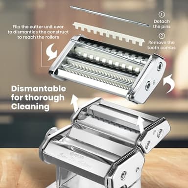 ISILER Pasta Maker, 9 Adjustable Thickness Settings 2-in-1 Pasta Machine with Rollers and Cutter, Noodle Maker for Pasta, Dumpling Skin, Spaghetti, Fettuccini, Lasagna - Image 7