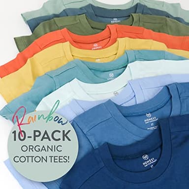 HonestBaby 10-Pack Short Sleeve T-Shirts 100% Organic Cotton Baby, Toddler, Little Kids, Boys, Girls, Unisex, Rainbow Gems Blues, 3-6 Months - Image 3