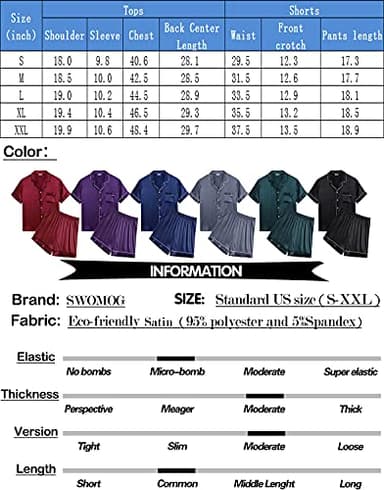 SWOMOG Men Satin Silk Pajamas Sets Short Sleeve Sleepwear Button-Down PJs Sets Two-Pieces Loungewear with Pockets Black - Image 6
