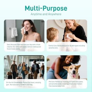 Face Towels, 10"×12" Disposable Face Towel, Face Towelettes XL, Ultra Soft Makeup Remover Dry Wipes, Thick Face Towel for Cleansing,100 Count (2 Pack) - Image 7