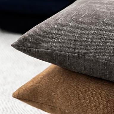 Foindtower Pack of 2 Soft Textured Throw Decorative Pillow Covers Square Accent Solid Cushion Cover Cozy Farmhouse Pillow Case with Zipper for Couch Sofa Bedroom Living Room 22x22 Inch, Charcoal - Image 6