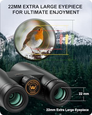 12 * 52 HD Binoculars for Adults High Powered,Binoculars for Bird Watching with Upgraded Phone Adapter,BaK4 Prisms,22mm Large Eyepiece,Clear Low Light Vision,Travel,Cruise,Binocular for Hunting - Image 3