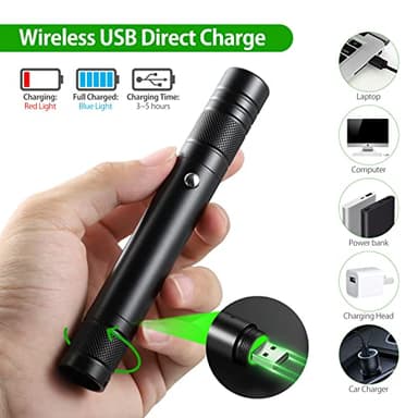 Green Laser Pointer High Power Rechargeable Lazer Pointer, Laser Pen with Long Range Adjustable Focus with Star Cap, Laser Pointer Pen Suitable for Outdoor, Astronomy, Cats Dogs (Green) - Image 4