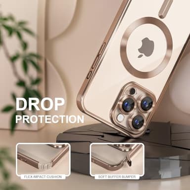 Misea Magnetic for iPhone 16 Pro Max Case Compatible with MagSafe [Never Yellowing] [Military Grade Drop Protection] Full Camera Lens Protector Plating Soft Clear Phone Case for Women 6.9", Desert - Image 4