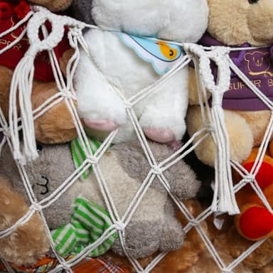 YKBU Stuffy Animal Net for Stuffed Animals Storage Hammock Macrame Stuffed Animal Toy Display Plush Toy Holder Wall Hanging Net for Stuffed Animal Display (Cream,49" W) - Image 5