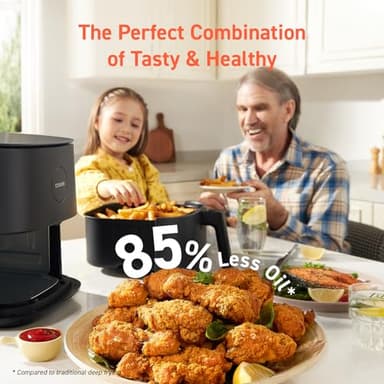 COSORI Air Fryer Pro 9-in-1, Compact 5QT, 450℉: Half Time & Chef-Grade Cook, One-Wipe Clean Glass Panel, 130+ In-App Recipes with Nutritional Info, Nonstick & Dishwasher-Safe Basket, Ceramic, Gray - Image 5
