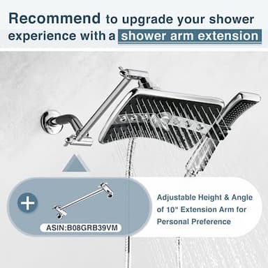 BRIGHT SHOWERS High Pressure Dual Shower Head Combo, Handheld Showerhead Rainfall Shower Head Combo with Black Face, 60 Inch Long Stainless Steel Shower Hose, Chrome - Image 9