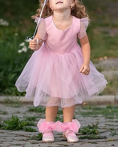 Witwot Toddler Girl Socks with Ruffle Dress Socks 5-7 Years Black-Pink-White - Image 6