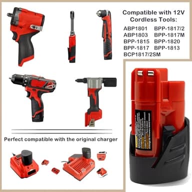 Bmcot 2Packs 4.0Ah Replacement Battery Compatible with Mke 12V Lithium Ion Battery 48-11-2420 48-11-2440 48-11-2402 48-11-2411 48-11-2412 Cordless Power Tools - Image 6