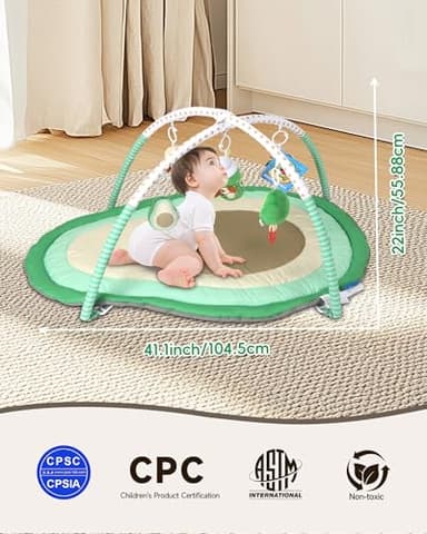 Tummy Time Mat, 9-in-1 Avocado Baby Play Gym Mat, Oversize Baby Play Activity Mats with Sunshade & 6 Detachable Sensory Toys, Washable Non-Slip Mat for Newborn Infant Baby Essentials Gift - Image 8