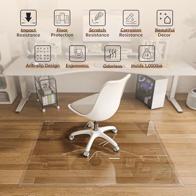[Tempered Glass] 36“ x 36” Beveled Edge Glass Chair Mat with Polished Edge Clear Office Chair Mat, Glides Smoothly, Suitable for Carpet or Hardwood Floors - Image 4