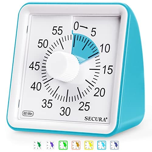 Secura 60-Minute Visual Timer, Classroom Timer, Countdown Timer for Kids and Adults, Time Management Tool for Teaching (Blue & Blue) - Image 1