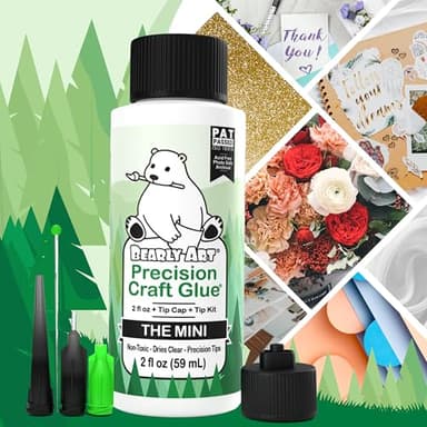 Bearly Art Precision Craft Glue - The Mini - 2fl oz with Tip Kit - Acid Free Archival - Strong Hold Adhesive - Ideal for Fine Paper Crafting Scrapbooking and Card Making - Made in USA - Image 6