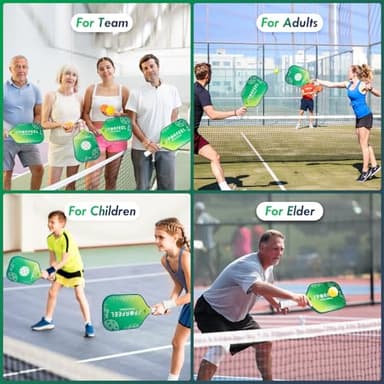 Pickleball Paddles Set of 2, USAPA Approved Fiberglass Pickleball Paddle Sets, 2 Pickleball Rackets with 4 Balls and 1 Bag, Pickleball Set for Men Women Beginners, Suitable to Outdoor Indoor (Green) - Image 6