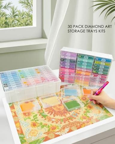 YBUTVY Diamond Art Trays with Lids, 30PCS Diamond Painting Trays with Lids ＆ Diamond Painting Storage, Diamond Painting Accessories for Diamond Art Beads (1 Pack) - Image 2