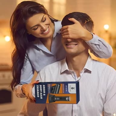 VIKICON 2-in-1 Manscape Trimmer & Shavers for Men: No-Nick Full Body Electric Razor for Pubic, Balls, Back Hair w/Dual-Head Trimmer & Foil Blades - Waterproof Groomer Kit w/Light, Travel Lock & Pouch - Image 9