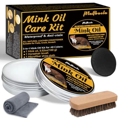 Mink Oil for Leather Boots, Leather Conditioner and Cleaner 3.52 oz, Leather Boot Care Kit, Leather Boot Conditioner for Premium Waterproof Formula to Soften & Restore Shoes, Leather Furniture - Image 1