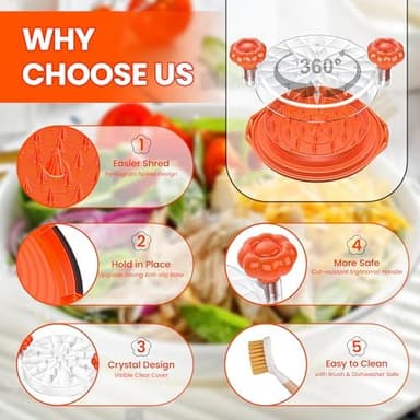 Chicken Shredder Tool Twist Large - 10'' Pro Meat Shredders for Chicken Breast,Visible Kitchen Gadgets Grinder Machine with Brush,Strong Anti-Slip Strip,Ergonomic Handle,BPA Free (Orange - Image 4