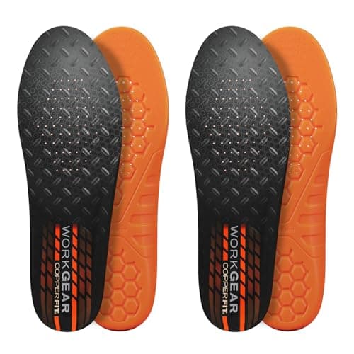 COPPER FIT PRO Grade Work Insoles – Anti-Shock, Anti-Fatigue Orthopedic Cushion with Contoured Arch – for Work Boots and Shoes – Men’s 8 – 13 – (2 Pair) - Image 1