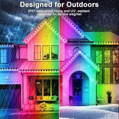 FBZ 300FT Permanent Outdoor RGB Lights - IP67 Waterproof with Smart App Control Remote,DIY Scene Modes, Music Synchronization,Eaves Lights for Garden Decor,Deck,Christmas - Image 4