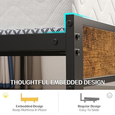 Liians King Size Bed Frame with USB Type C Charging Station Headboard, Smart LED Lights, Metal Platform Noise Free, No Box Spring Needed, Easy Assemably - Image 5