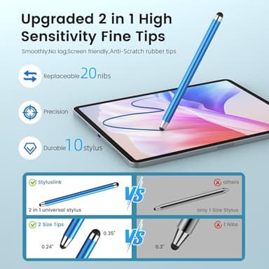 Stylus Pen for Touchscreen,10 Pack Stylus 2 in 1 Capacitive Apple Pen ipad Stylus Pencil Universal Stylus Pen for iPad iPhone Android Phone Samsung Galaxy Tablets Laptops Chromebook All Touch Screens - Image 3