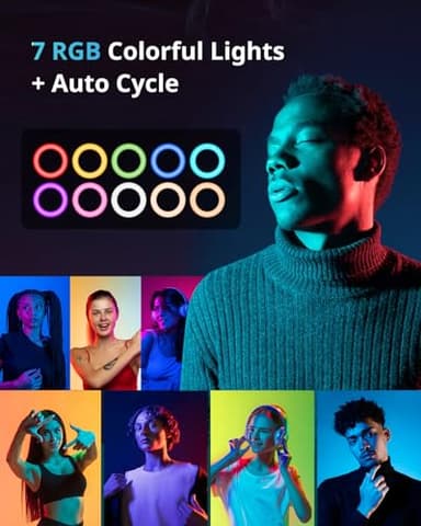 UBeesize 12'' RGB Selfie Ring Light with 62’’ Tripod Stand for Video Recording＆Live Streaming(YouTube, Instagram, TIK Tok), Compatible with Phones, Cameras and Webcams - Image 3