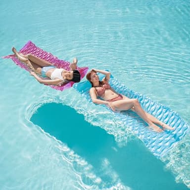 SLOOSH Inflatable Pool Floats Raft,Floating Lounge for Adults,64x32 inch Swimming Mat Pool Mattress with Headrest,2 Pieces Float Air Mat for Summer Water Beach Fun,Blue,Purple - Image 7