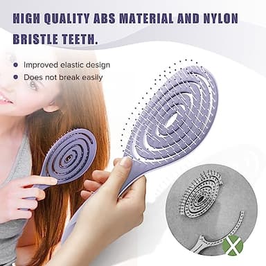 SHINLEA Detangle Hair Brush, Detangling Wet & Dry Spiral Hairbrush for Women, Men, Kids, Vented Detangler for Blow Drying, Glide Through Tangles For All Hair Types (Purple) - Image 4