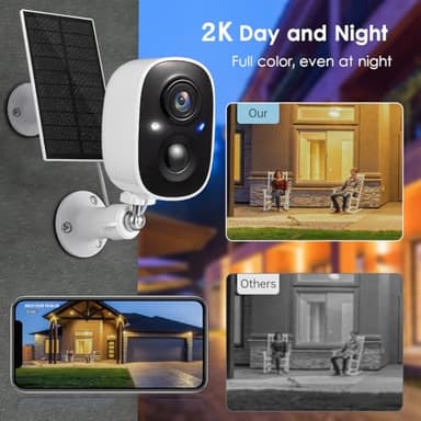 GMK Solar Security Camera Wireless Outdoor, with Solar Panel 1080P Color Night Vision Motion Detection 2-Way Talk Battery Powered WiFi Home Indoor Camera IP65 Weatherproof Cloud/SD Storage - Image 2