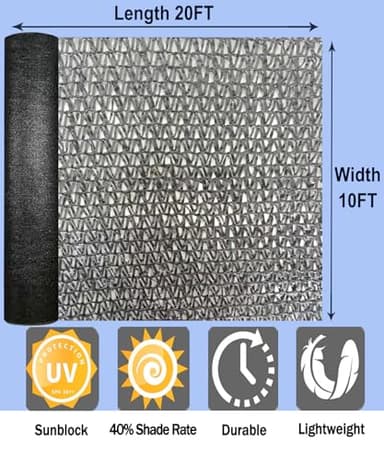 e.share Shade Cloth, 40%-50% Sunblock UV Protection, 10 FT X 20 FT can Custom Size Sun Mesh Net for Garden Plant Cover, Flowers and Greenhouse, Black - Image 5