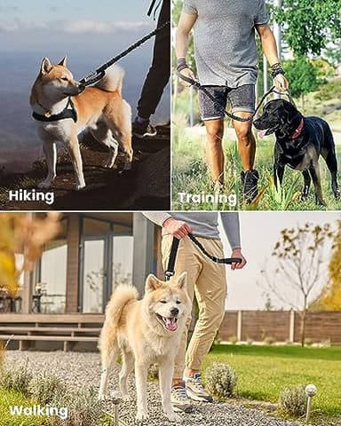 OutdoorMaster Bungee Dog Leash, Heavy Duty Dog Leash with Shock Absorption, 2 Padded Handles Training Leash, Improved Dog Safety and Comfort (Black, 4 FT) - Image 6