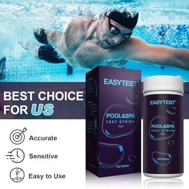 EASYTEST 7-Way Pool Test Strips, 150 Strips Water Chemical Testing for Hot tub and Spa, Accurate Test Bromine, Total Alkalinity, pH, Free Chlorine, Total Hardness, Cyanuric Acid, and Total Chlorine - Image 4