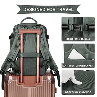 coowoz Travel Backpack For Women Men,Carry On Backpack,Hiking Backpack Waterproof Outdoor Sports Rucksack Casual Daypack Travel Essentials(Olive Green) - Image 7