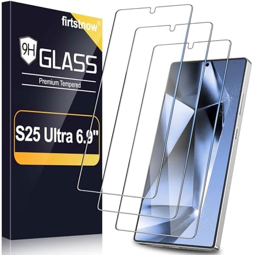 3 Pack Screen Protector for Samsung Galaxy S25 Ultra 6.9 Inch, 9H Tempered Glass, Ultrasonic Fingerprint Unlock, Case Friendly Tempered Glass Screen Protector for Samsung Galaxy S25 Ultra - Image 1