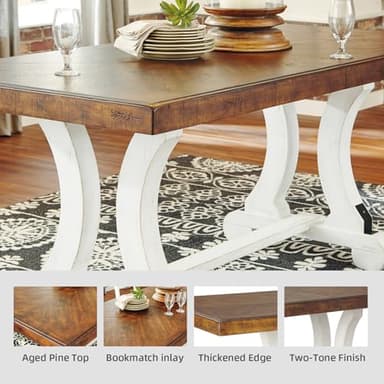 Signature Design by Ashley Valebeck Farmhouse Rectangular Extension Dining Table, Fits up to 8, White & Brown - Image 5