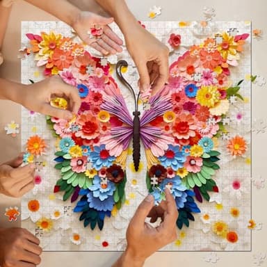 Butterfly Puzzles for Adults 1000 Pieces, Challenging Colorful Flower Butterflies Puzzles with Paper Art, Difficult Animal Plant Jigsaw Puzzles for Adults - Image 7