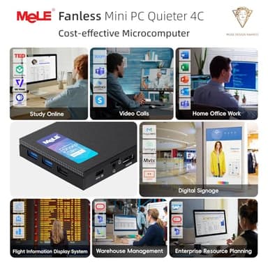 MeLE Mini PC Quieter 4C - 12th Gen N100, Fanless PC, 32GB Memory, 512GB Storage,with Windows 11 Pro, 2.4/5G Wi-Fi, Full-Functional USB-C, 4K Triple Display Desktop - Image 7
