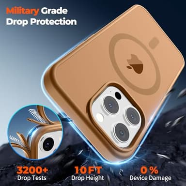 zapica Magnetic for iPhone 13 Pro Case, [Compatible with MagSafe] [Military Grade Drop Protection] Translucent Matte Shockproof Anti-Scratch Phone Case, Brown - Image 4