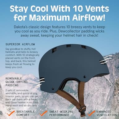 Retrospec Dakota Bicycle / Skateboard Helmet for Adults - Commuter, Bike, Skate, Scooter, Longboard & Incline Skating - Highly Protective & Premium Ventilation- Large - Matte Navy - Image 4