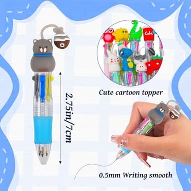 12Pcs Mini Multicolor Pens in One 4-in-1 Cute Pens Bulk for Kids, Ballpoint Pen for Birthdays and Children's Parties, Fun Pen Gifts Assorted Ink Kawaii Pen - Image 2