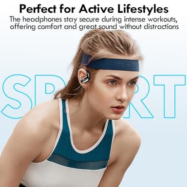 kurdene Wireless Earbuds Bluetooth Headphones Sport,Over Ear Buds with Deep Bass Sound,60Hrs Playtime Earphones Redesigned Comfort Fit with Earhooks for Running,Meeting,Workout-Black - Image 4