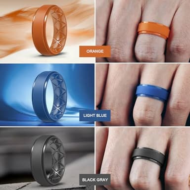 Egnaro Inner Arc Ergonomic Breathable Design, Silicone Rings Mens with Half Sizes, 7 Rings / 6 Rings / 5 Rings / 4 Rings / 1 Ring Rubber Wedding Bands, 8.5mm Wide-2mm Thick, 15-15.5(26.75mm) - Image 4