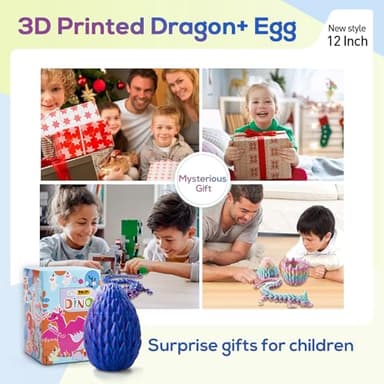 3D Printed Dragon Egg,Dragon Eggs with Dragon Inside,Surprise Dragon Egg Toy,12'' Full Articulated Crystal 3D Dragon,Cool Animals Dino Eggs for 5-7 4-6 8-12 Year Old Boys Kid Girls - Image 3
