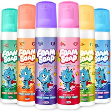 Foam Soap, 6 Packs Bath Foam for Kids, Fluffy Baths Soap Soft Bubble Bath Kids Body Wash Shape & Sculpt & Create Fun Art Gentle Cleansing Baths Paint Easy-to-Use Bubble Bathtime Art - Image 1