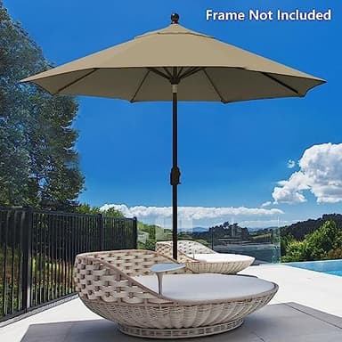 EliteShade USA 9FT Patio Umbrella Replacement Covers 8 Ribs Market Umbrella Canopy Cover (CANOPY ONLY) (Khaki - Image 6