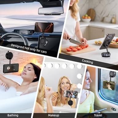 Jikasho Vacuum Magnetic Suction Phone Holder, Foldable and Retractable Hands-Free Suction Cup Phone Mount for Car/Gym/Mirror/Smooth Surface, Compatible with iPhone Android and All Smartphones (Black) - Image 9