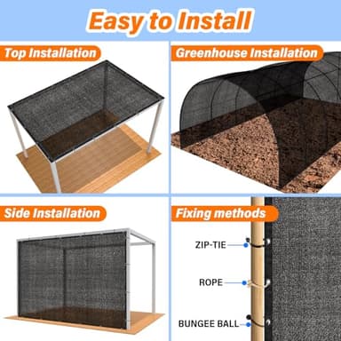 JOJOLEE 40% Sun Shade Cloth, 20x30FT Shade Net Mesh Tarp with Grommets, Black Sunblock Cover for Outdoor Patio Plants, Pergola, Greenhouse, Chicken Coop, Backyard, Balcony - Image 5