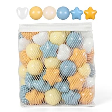 GOGOSO Ball Pit Balls,Plastics Balls for Ball Pit, Stars Hearts Shape for PastelBall for Toddlers Kids, Stars and Hearts Creamy Yellow+Blue,100pcs - Image 9